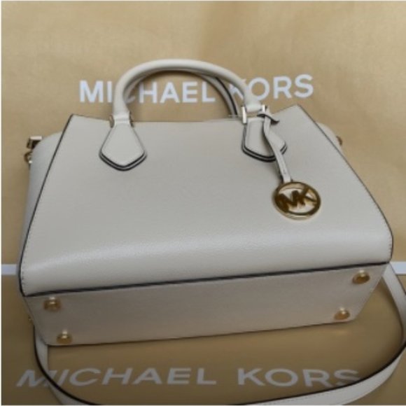 Michael Kors Daria Large Satchel Bag Leather Light Cream - Picture 7 of 16
